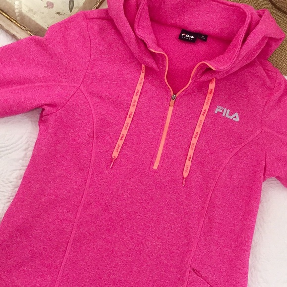 Tops - Fila bright pink quarter zip hoodie